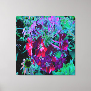 Dramatic Red, Purple and Pink Garden Flower Canvas Print