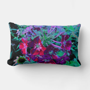 Dramatic Red, Purple and Pink Garden Flower Lumbar Pillow