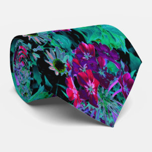 Dramatic Red, Purple and Pink Garden Flower Tie