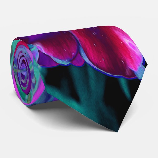 Dramatic Red, Purple and Pink Garden Flower Tie (Rolled)