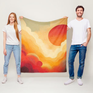 Dramatic Red Sun Painting Fleece Blanket