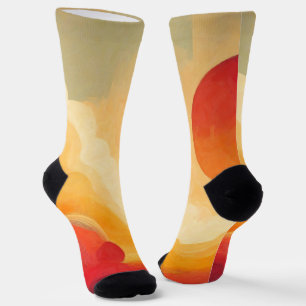 Dramatic Red Sun Painting Socks