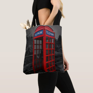 Dramatic Red Telephone Booth Photography Travel  Tote Bag