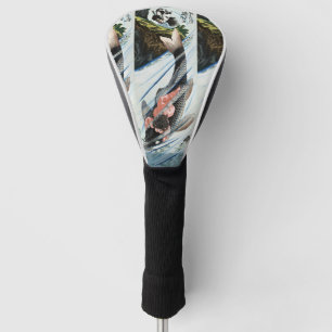 Dramatic Samurai Boy and Giant Fish Oriental Art Golf Head Cover
