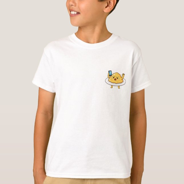 Dramatic Scrambled Egg Taking Selfie Kids T-Shirt (Front)