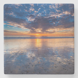 Dramatic seascape, sunset, CA Stone Coaster