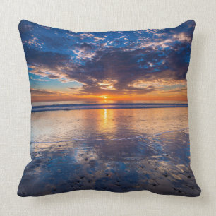Dramatic seascape, sunset, CA Throw Pillow