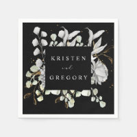 dramatic silver gold floral monogram wedding