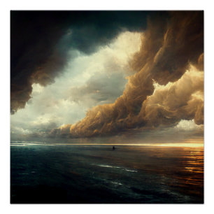 Dramatic Sky over Ocean Landscape Poster