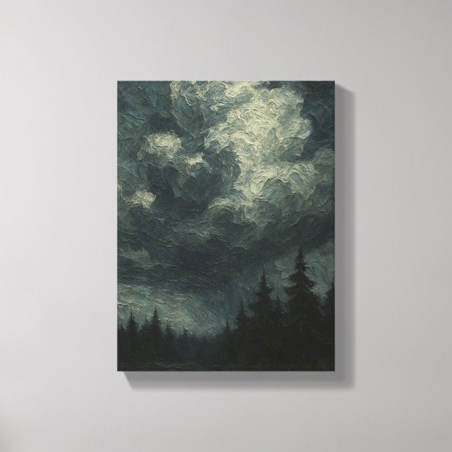 Dramatic Storm Clouds Forest - Moody Nature Landsc Canvas Print (Front)