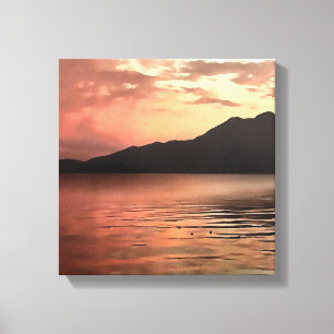 Dramatic Sunset At Koycegiz Landscape Art Canvas Print