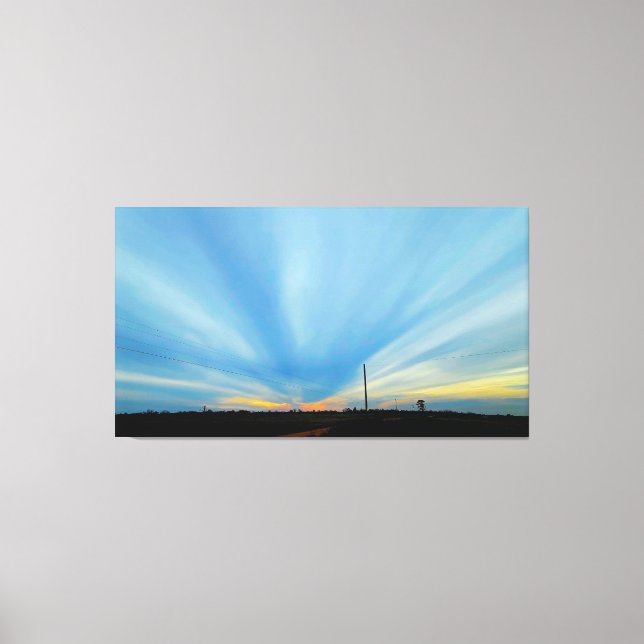 Dramatic Sunset Over Rural Landscape Canvas Print (Front)