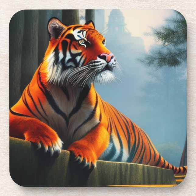 Dramatic Tiger Forest Portrait Coaster (Front)