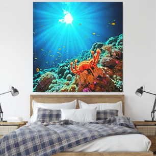 Dramatic Underwater Sunburst Art Canvas Print