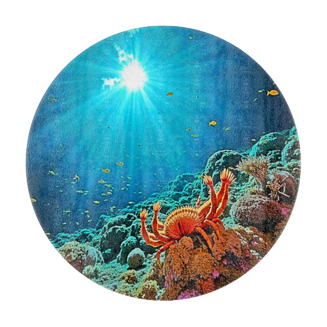 Dramatic Underwater Sunburst Art Cutting Board (Front)