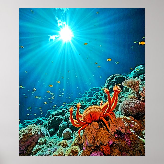 Dramatic Underwater Sunburst Art Poster (Front)