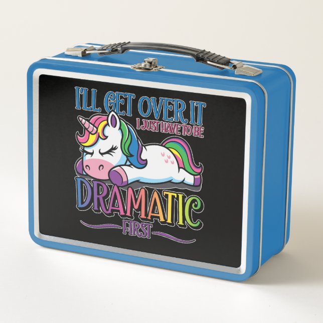 Dramatic Unicorn Metal Lunch Box (Front)