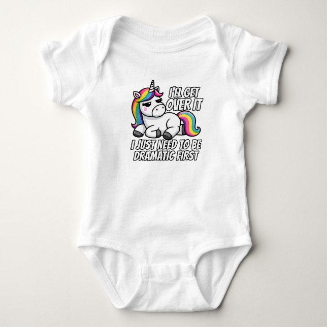 Dramatic Unicorn Overcoming in Style Baby Bodysuit (Front)