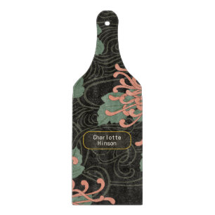 Dramatic Vintage Japanese Chrysanthemum Floral Cutting Board