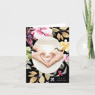 Dramatic Watercolor Florals Wedding Folded Thank You Card