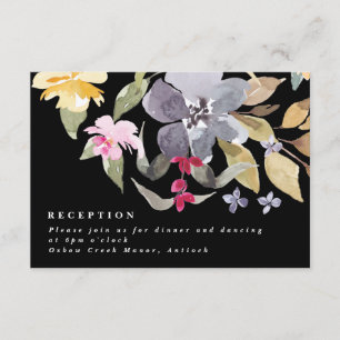 Dramatic Watercolor Florals Wedding Reception Enclosure Card