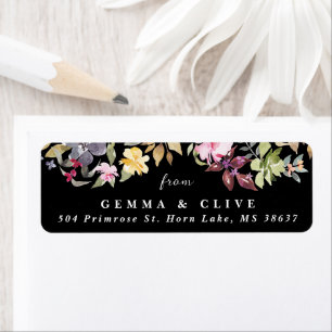 Dramatic Watercolor Florals Wedding Return Address