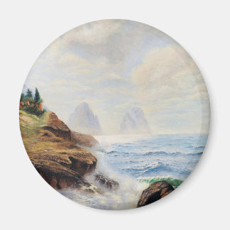 Dramatic Waves Pound a Rocky Coast Magnet