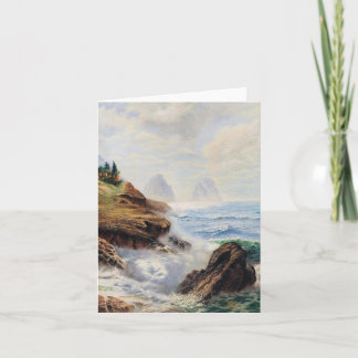 Dramatic Waves Pound a Rocky Coast Note Card