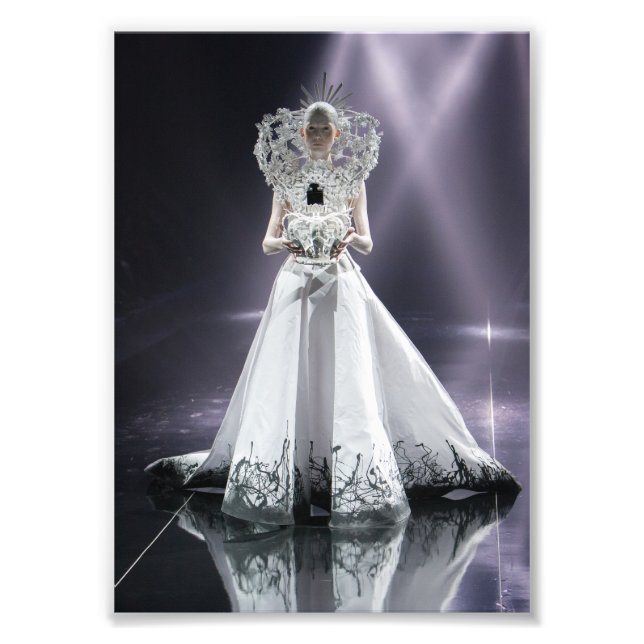 Dramatic White Haired Woman in FuturisticSparkling Photo Print (Front)