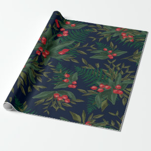Dramatic Winter Greenery Wrapping Paper
