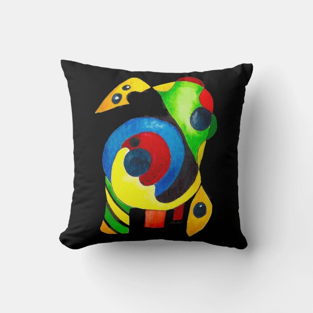 Dramatically Bold and Colourful Abstract Art Throw Pillow (Front)