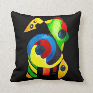 Dramatically Bold and Colourful Abstract Art Throw Pillow