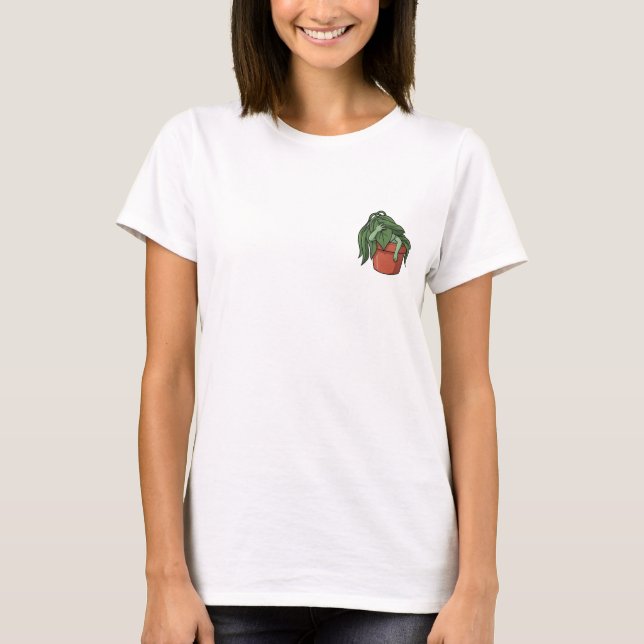 Dramatically Wilting Potted Plant Character T-Shirt (Front)