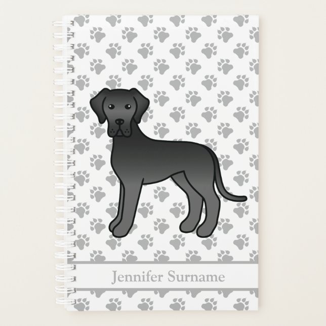 Drame noir Great Dane Chien de dessin animé mignon (Devant)