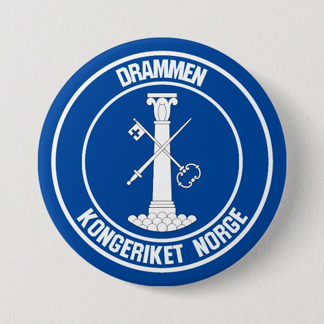 Drammen Round Emblem 3 Inch Round Button (Front)