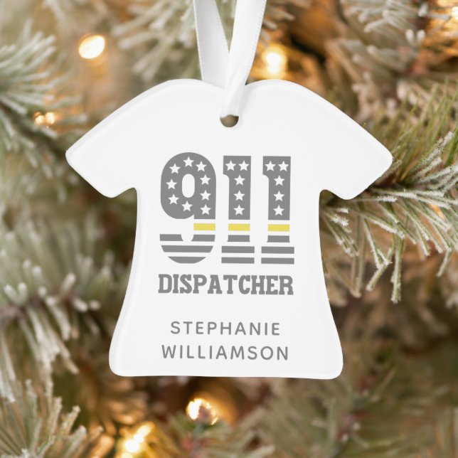 Drapeau 911 personnalisé Dispatcher USA Ligne jaun (Arbre)