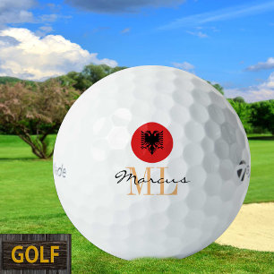 Drapeau albanais monogramme & balles de golf Alban