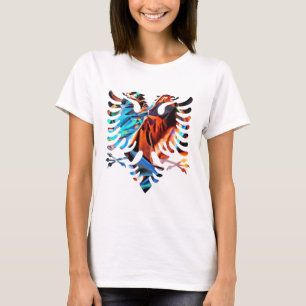 Drapeau albanais T-shirt couleur métallique pour f