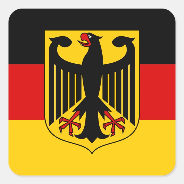 Drapeau allemand avec Sticker en crête (Carré) (Devant)