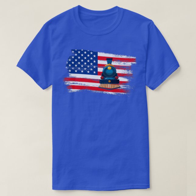 Drapeau américain à thème ferroviaire TShirt Class (Design devant)