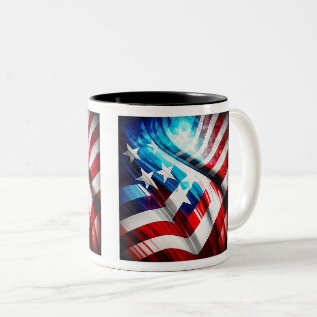 Drapeau américain Abstrait Mug à deux tons, 11 oz (Devant droit)