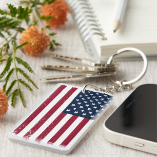 Drapeau américain acrylique rectangle Porte - clé