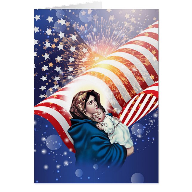 Drapeau américain béni de Vierge Marie Jésus (Devant)