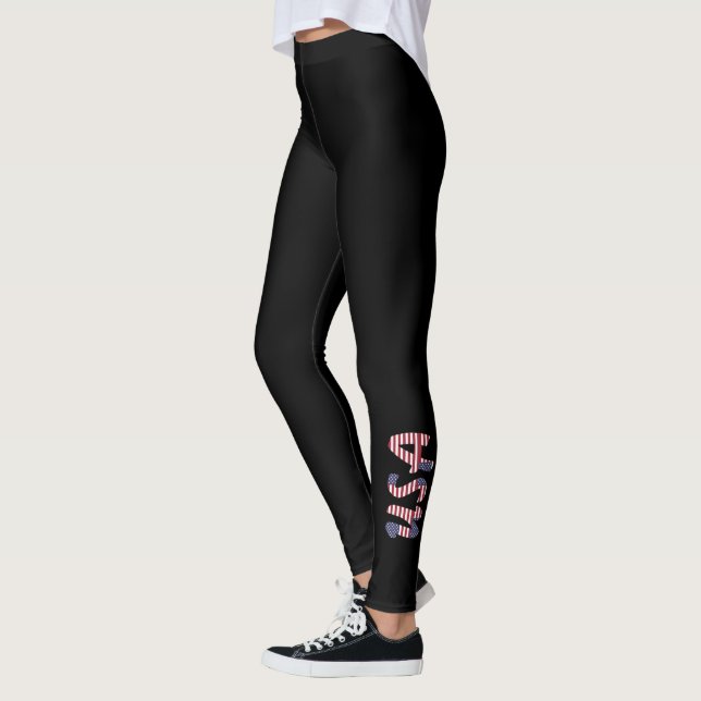 Drapeau américain cool usa noir femmes leggings (Gauche)