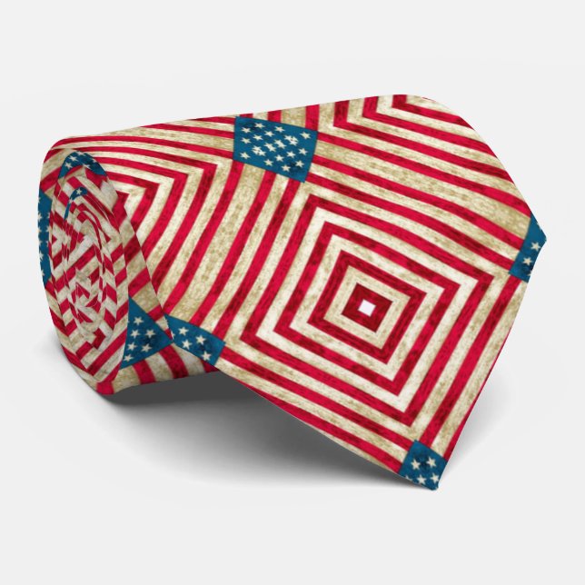 Drapeau américain - Cravate rouge, blanc et bleu (Roulé)