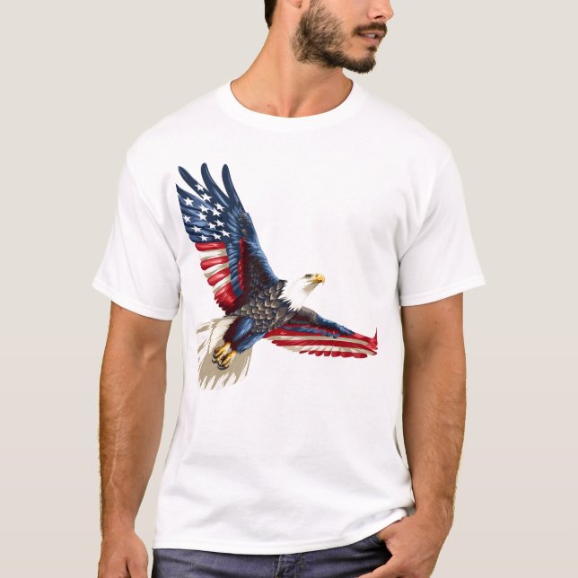 Drapeau américain d'aigle patriotique T-shirt (Devant)