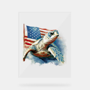 Drapeau américain de la tortue de mer