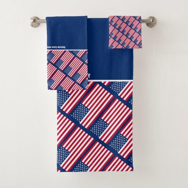 DRAPEAU AMÉRICAIN Écriture personnalisée BLEU (En situation)