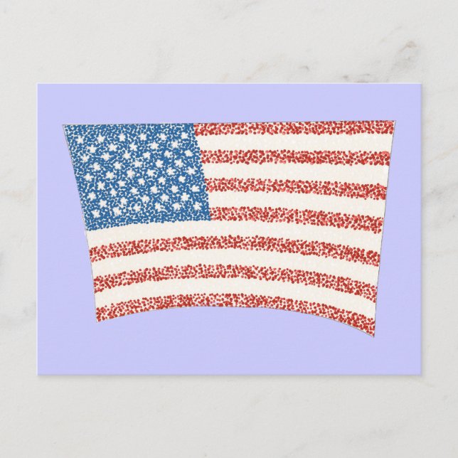 Drapeau américain en pointillisme, sur cartes post (Devant)