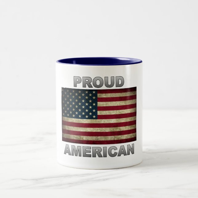 Drapeau américain - Fier Américain - Mug (Centre)